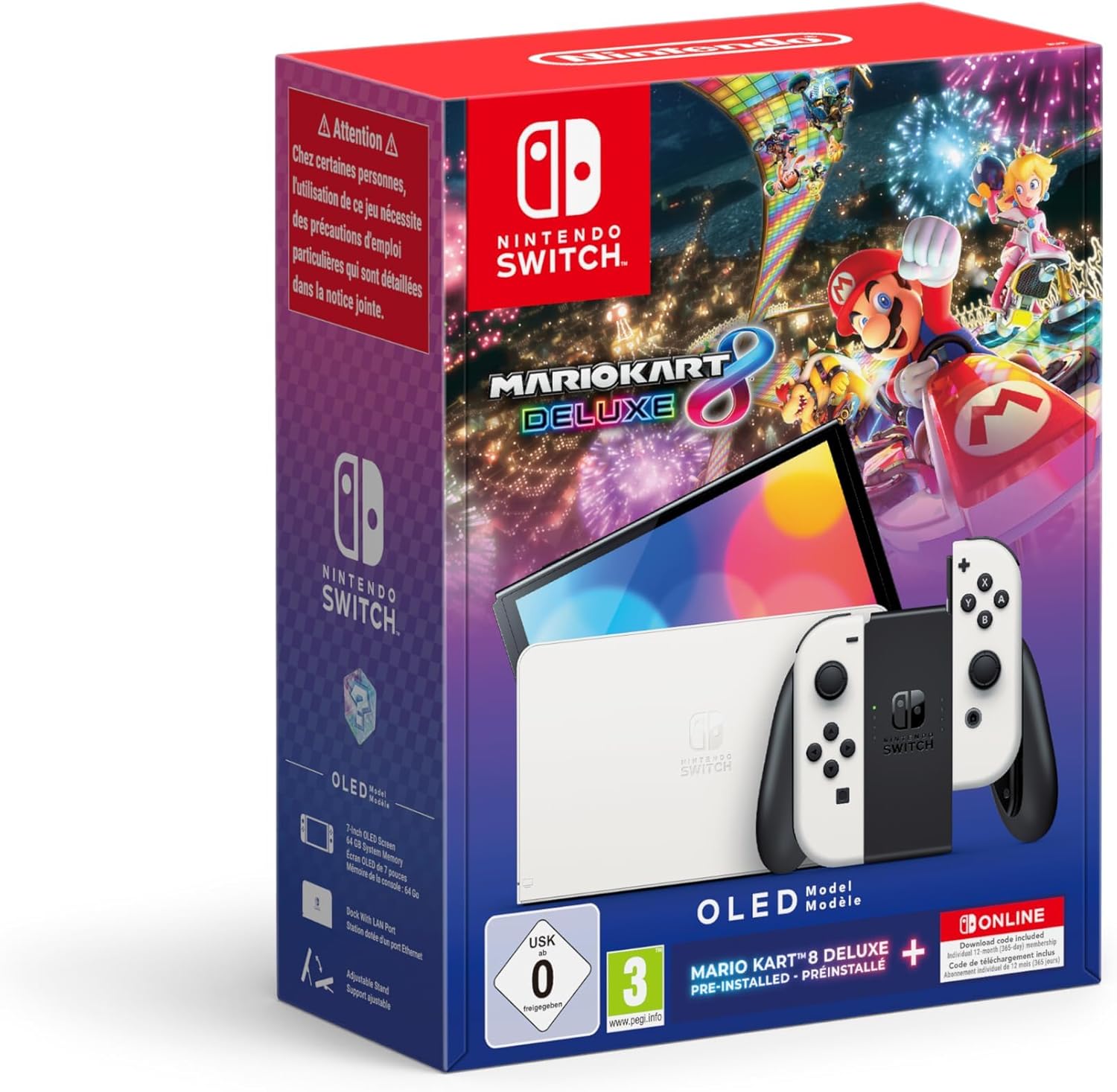 CONSOLA NINTENDO SWITCH OLED BLANCA+MARIO KART+12M