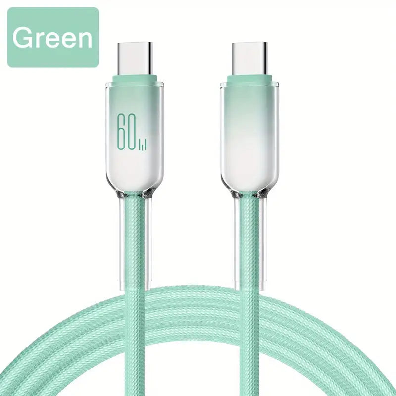 Cable de carga de datos de tipo C móvil de 60W Crystal Clear