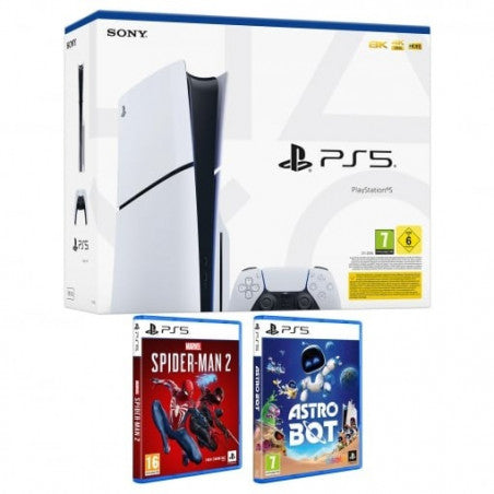 PlayStation 5 Slim con disco + 1 mando + Astrobot + Juego Spiderman