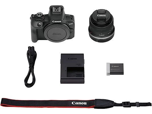 Cámara EVIL - Canon EOS R100 + Objetivo RF-S 18-45mm + SD 32GB + Trípode Gorill, 24.1 megapíxel, 7.5 cm, Wi-Fi