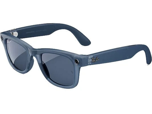 Gafas IA - Ray-Ban Meta, Wayfarer, Mate jeans transparente, Polarizadas en azul empolvado