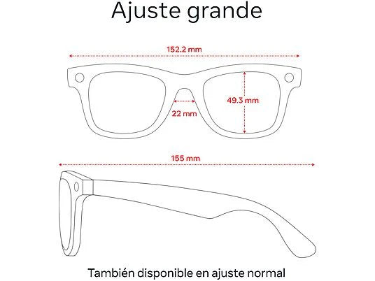 Gafas IA - Ray-Ban Meta, Wayfarer, Negro mate TALLA L, Polarizadas en grafito degradado