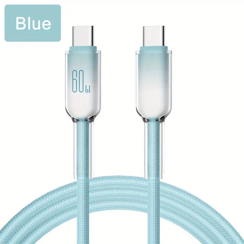 Cable de carga de datos de tipo C móvil de 60W Crystal Clear