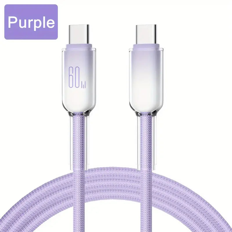 Cable de carga de datos de tipo C móvil de 60W Crystal Clear